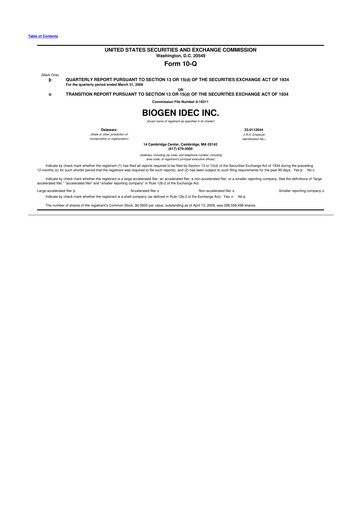 Thumbnail Biogen 10-Q Quarterly Report FY 