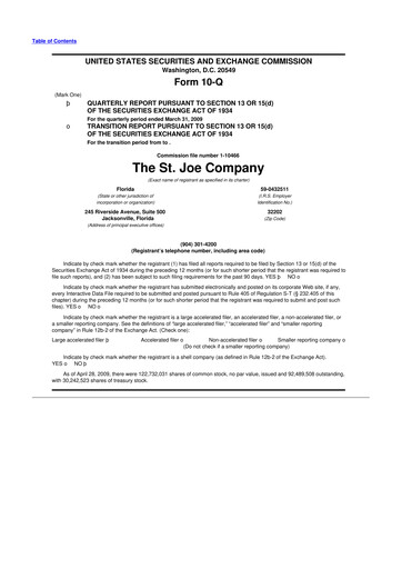 Vorschaubild St. Joe Company
 10-Q Quartalsbericht  