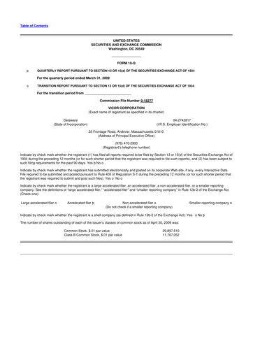 Thumbnail Vicor
 10-Q Quarterly Report FY 