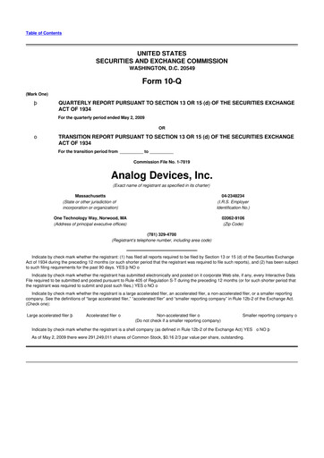 Thumbnail Analog Devices 10-Q Quarterly Report FY 