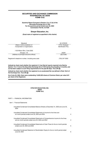 Miniature Strategic Education
 10-Q Rapport trimestriel  