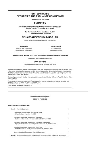 Vorschaubild RenaissanceRe
 10-Q Quartalsbericht  