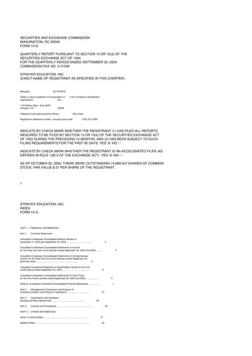 Miniature Strategic Education
 10-Q Rapport trimestriel  