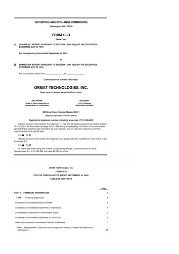 Vorschaubild Ormat Technologies
 10-Q Quartalsbericht  