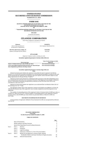 Thumbnail Celanese 10-K Annual Report 