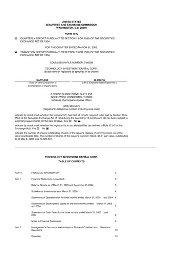 Miniature Oxford Square Capital
 10-Q Rapport trimestriel  