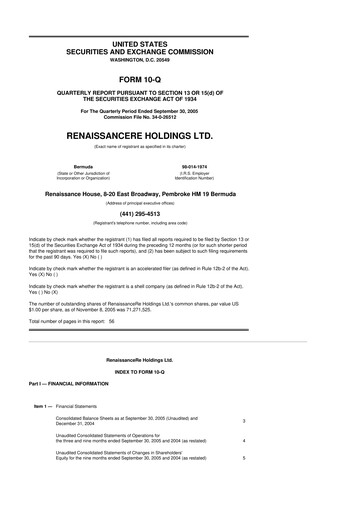 Vorschaubild RenaissanceRe
 10-Q Quartalsbericht  