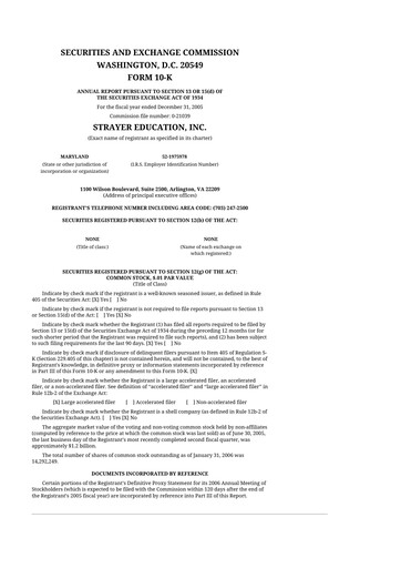 Thumbnail Strategic Education
 10-K Annual Report 