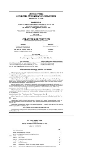 Thumbnail Celanese 10-K Annual Report 