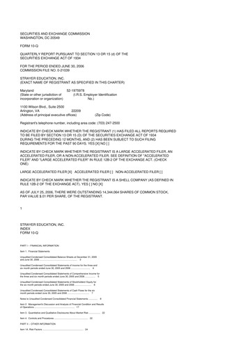 Miniature Strategic Education
 10-Q Rapport trimestriel  