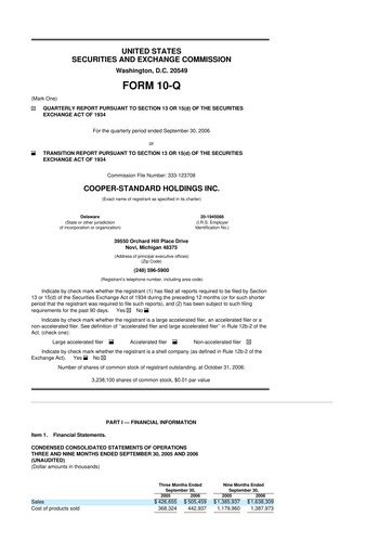Thumbnail Cooper Standard 10-Q Quarterly Report FY 