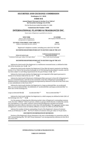 Thumbnail International Flavors & Fragrances
 10-K Annual Report 