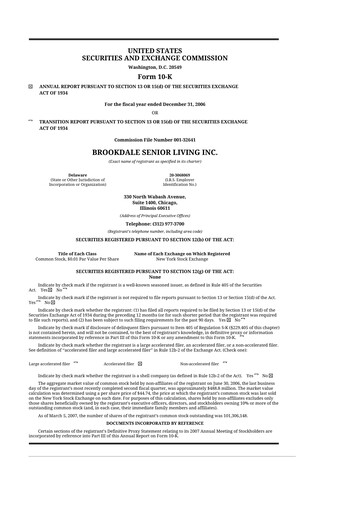 Thumbnail Brookdale Senior Living
 10-K Annual Report 