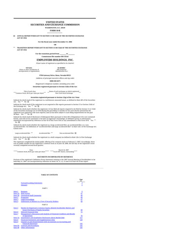 Thumbnail Employers Holdings 10-K Annual Report 