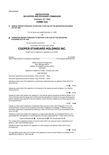 Thumbnail Cooper Standard 10-K Annual Report 