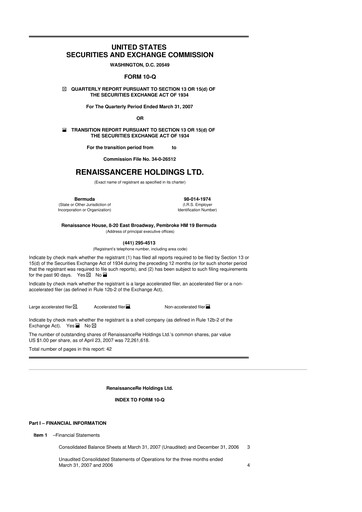 Vorschaubild RenaissanceRe
 10-Q Quartalsbericht  
