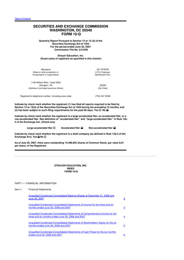 Miniature Strategic Education
 10-Q Rapport trimestriel  