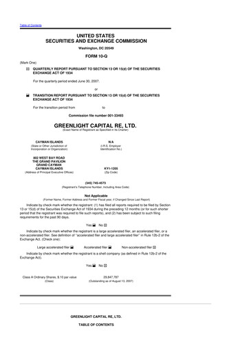 Thumbnail Greenlight Re 10-Q Quarterly Report FY 