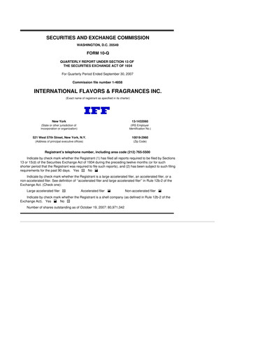 Thumbnail International Flavors & Fragrances
 10-Q Quarterly Report FY 