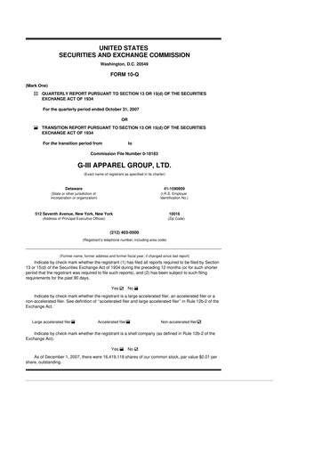 Vorschaubild G-III Apparel Group 10-Q Quartalsbericht  