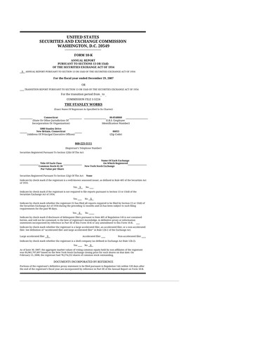 Thumbnail Stanley Black & Decker

 10-K Annual Report 