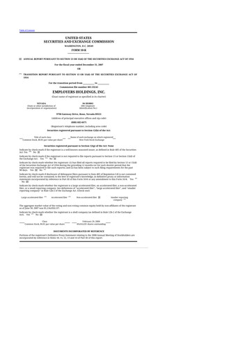 Thumbnail Employers Holdings 10-K Annual Report 