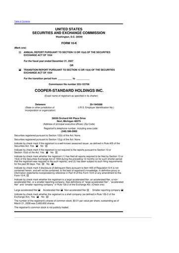 Thumbnail Cooper Standard 10-K Annual Report 