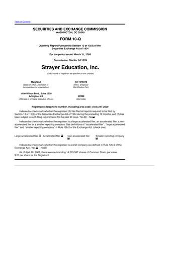 Miniature Strategic Education
 10-Q Rapport trimestriel  