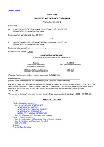 Thumbnail Illinois Tool Works  10-Q Quarterly Report FY 