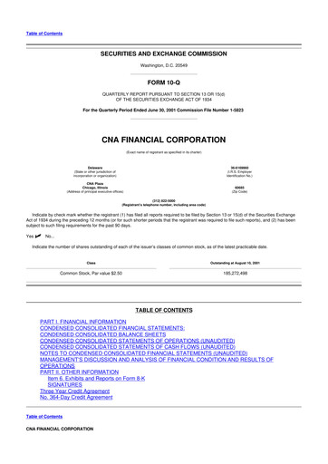 Thumbnail CNA Financial 10-Q Quarterly Report FY 