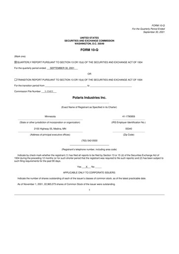 Thumbnail Polaris 10-Q Quarterly Report FY 