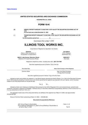 Thumbnail Illinois Tool Works  10-K Annual Report 2001
