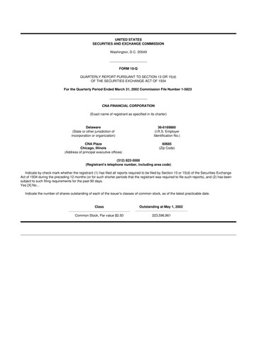 Thumbnail CNA Financial 10-Q Quarterly Report FY 