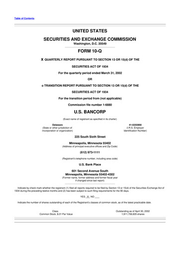 Thumbnail U.S. Bancorp 10-Q Quarterly Report FY 