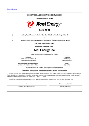 Thumbnail Xcel Energy 10-Q Quarterly Report FY 