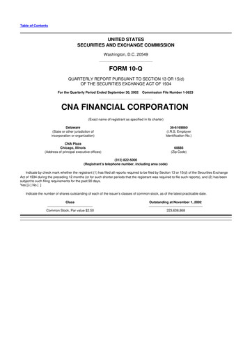 Thumbnail CNA Financial 10-Q Quarterly Report FY 