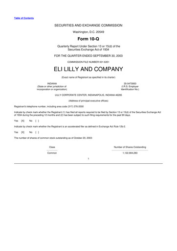 Vorschaubild Eli Lilly 10-Q Quartalsbericht  