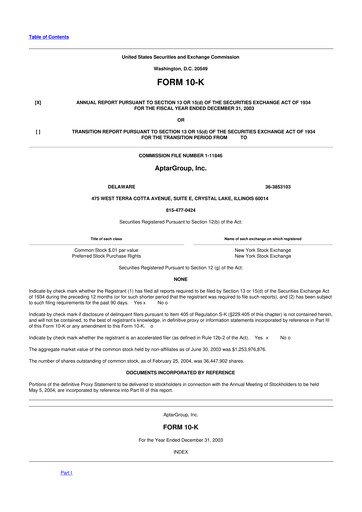 Thumbnail AptarGroup 10-K Annual Report 