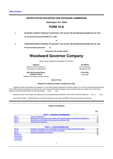 Thumbnail Woodward 10-Q Quarterly Report FY 