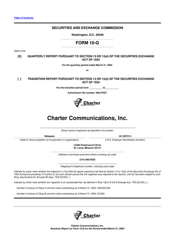 Thumbnail Charter Communications 10-Q Quarterly Report FY 