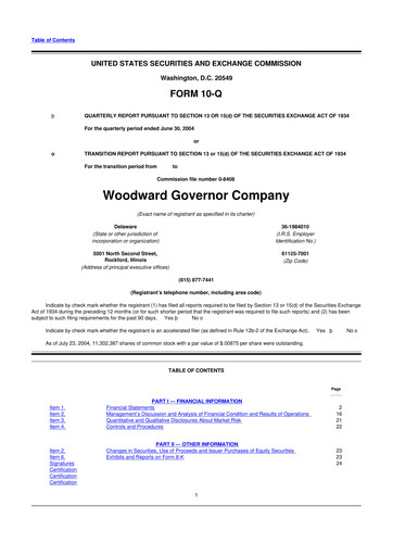 Thumbnail Woodward 10-Q Quarterly Report FY 