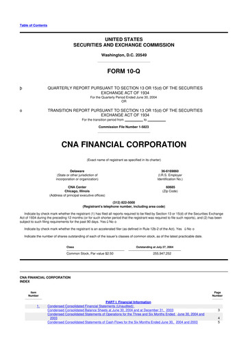 Thumbnail CNA Financial 10-Q Quarterly Report FY 
