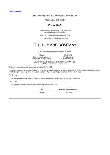 Vorschaubild Eli Lilly 10-Q Quartalsbericht  