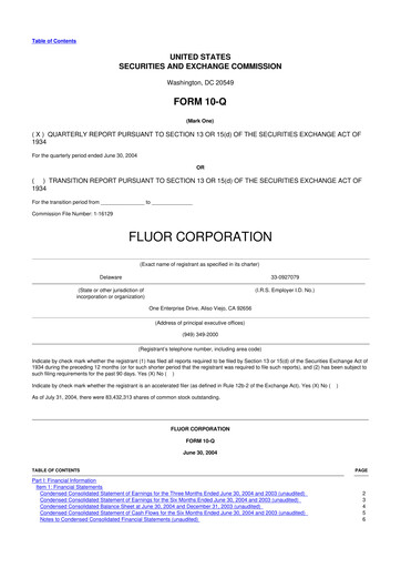 Thumbnail Fluor Corporation
 10-Q Quarterly Report FY 