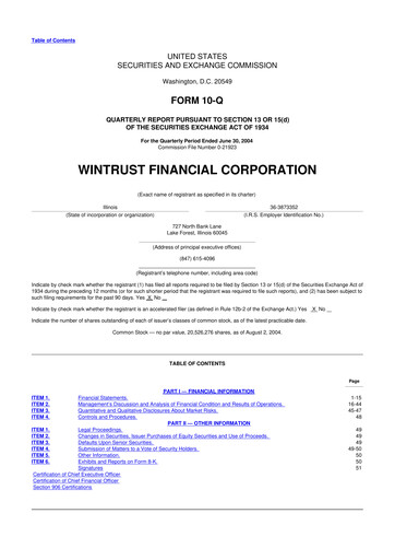 Thumbnail Wintrust Financial 10-Q Quarterly Report FY 