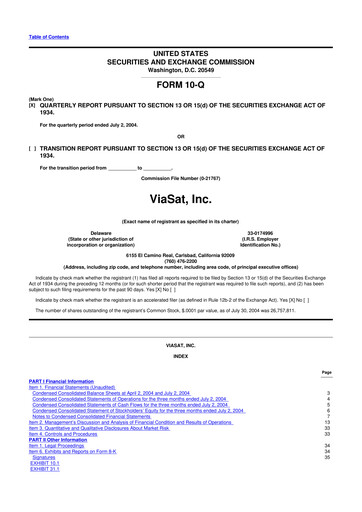 Thumbnail ViaSat 10-Q Quarterly Report FY 