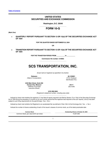 Thumbnail Saia
 10-Q Quarterly Report FY 