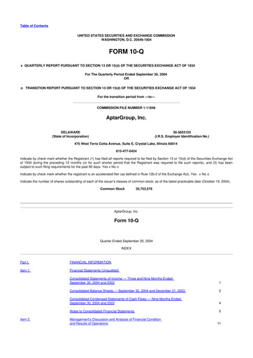 Thumbnail AptarGroup 10-Q Quarterly Report FY 