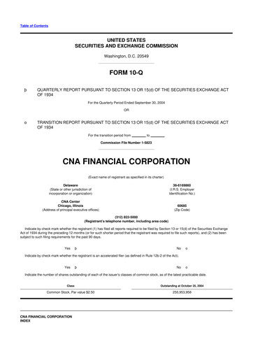 Thumbnail CNA Financial 10-Q Quarterly Report FY 