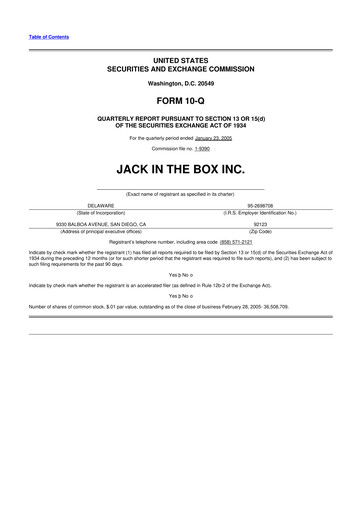 Vorschaubild Jack in the Box
 10-Q Quartalsbericht  